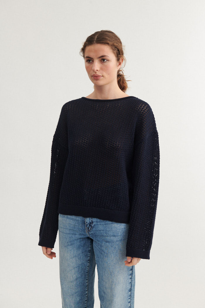 Basic Apparel Tanja O-Neck Sweaters 606 Sky Captain